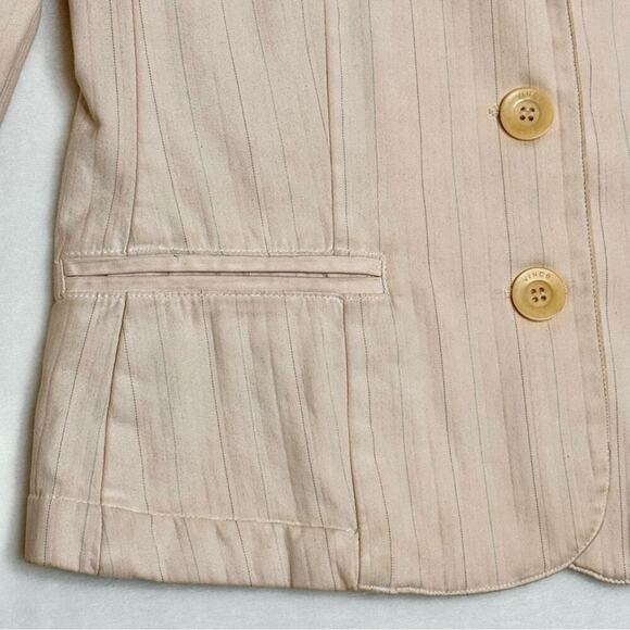 VINCE 8 Light Pink Blush Button-Front Pinstriped Blazer Jacket Pockets - Picture 5 of 13